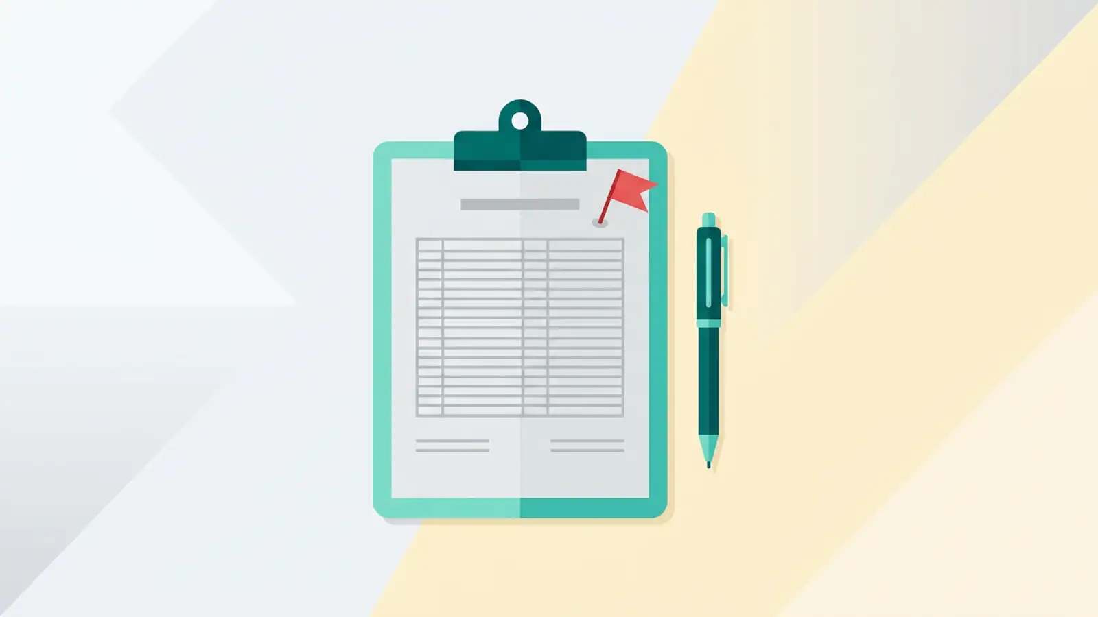 Illustration of a contract on a clipboard with a small red flag